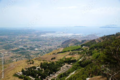 Sicily, Italy. Scenic view from Mount of San Giuliano