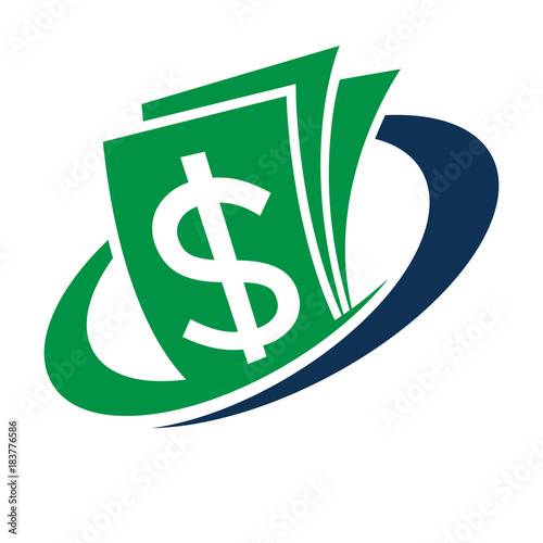 Icon logo for financial management business with dollar currency details