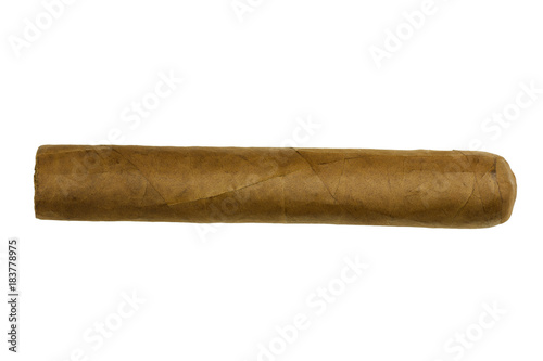 Cuban luxury cigars rolled from tobacco leaves isolated on background