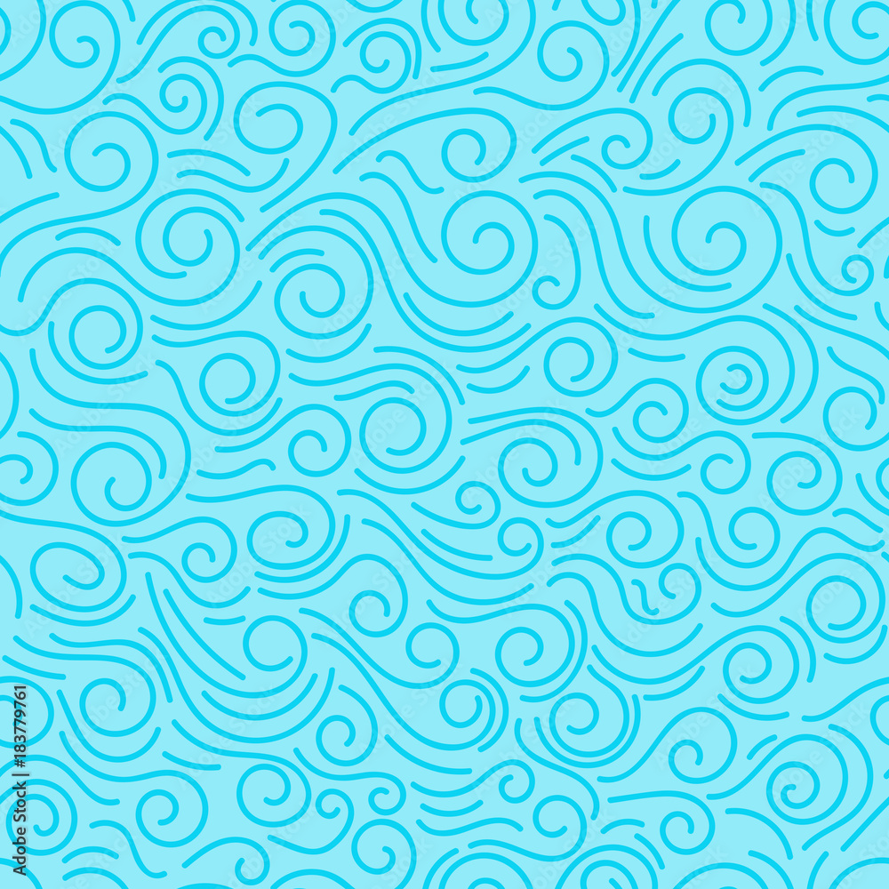 Abstract blue hand drawn doodle thin line wavy seamless pattern. Curly linear sky or sea messy background. Vector illustration. Abstract blue hand drawn doodle thin line wavy seamless pattern. Curly linear sky or sea messy background. Vector illustration.