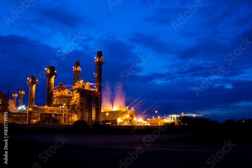 Night view at energy electrical power plant