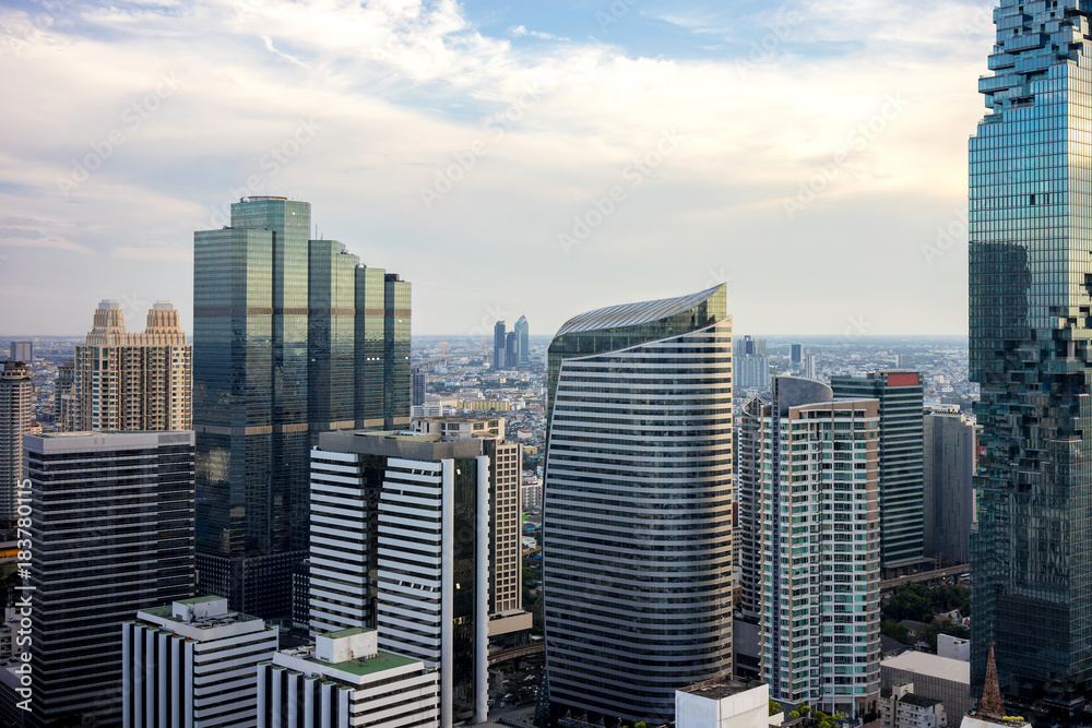 Obraz premium Bangkok City - Aerial view Bangkok city urban downtown skyline of Thailand , Cityscape Thailand