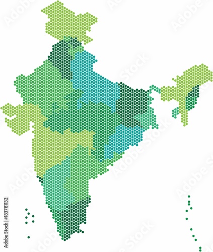 Green circle shape India map on white background. Vector illustration.