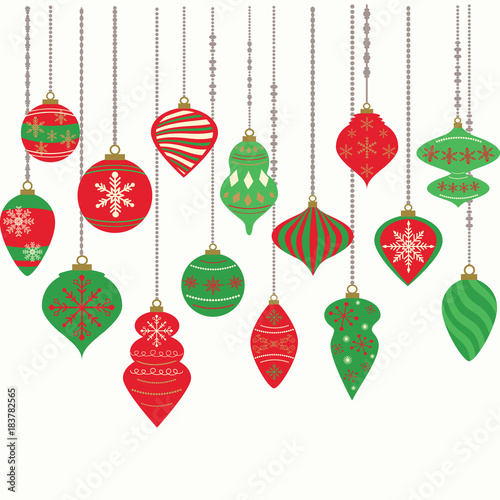 Christmas Ornaments Christmas Balls Decorations Christmas Hanging Decoration Elements.Vector illustration