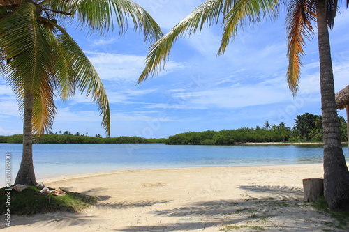 Main view of tinny and wonderful Yandup Island lodge s private beach  Yandup Island  San Blas  kuna indians territory  Panama.