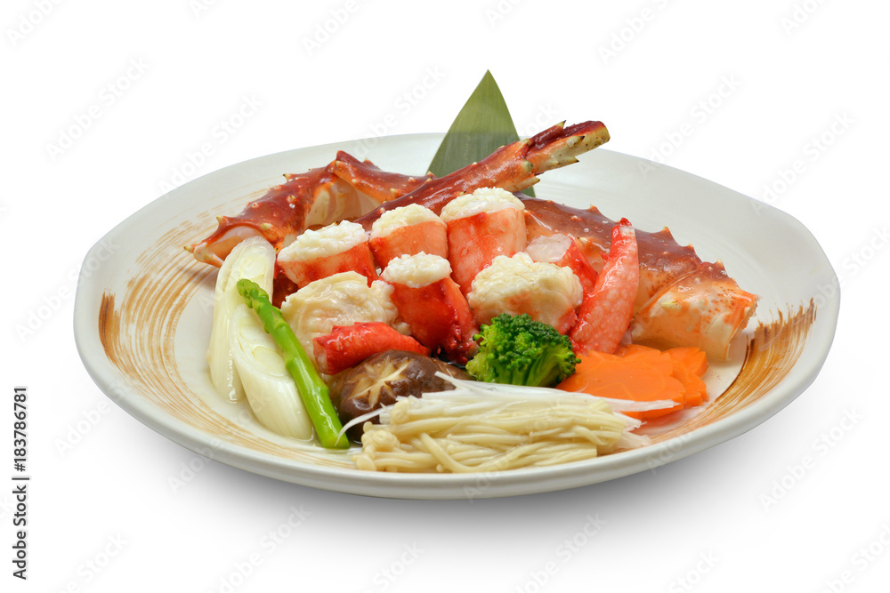 Hokkaido Taraba Crab set. Shabu Japanese. Clipping path. Hokkaido Taraba Crab set. Shabu Japanese. Clipping path.