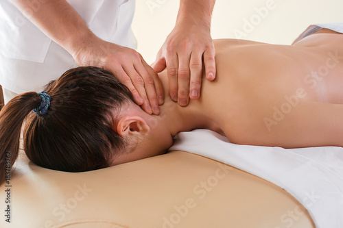 Принти на полотні The picture of beautiful woman in massage salon