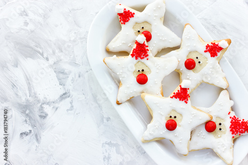Santa star christmas gingerbread cookies  funny treat idea for kids