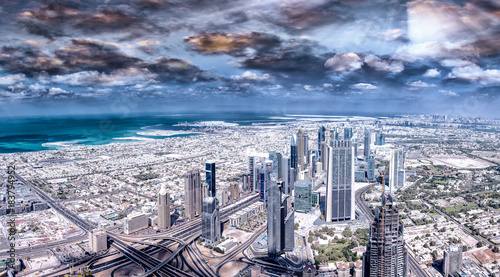 Aerial view of Dubai Downtown, UAE