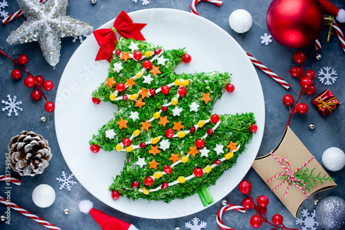 Christmas tree colorful festive salad photo