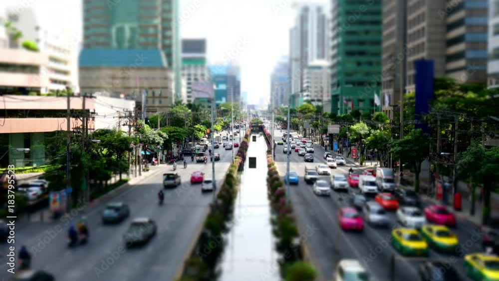 Time Lapse of blurred cars traffic on road in Bangkok, Thailand in busy day Time Lapse of blurred cars traffic on road in Bangkok, Thailand in busy day
