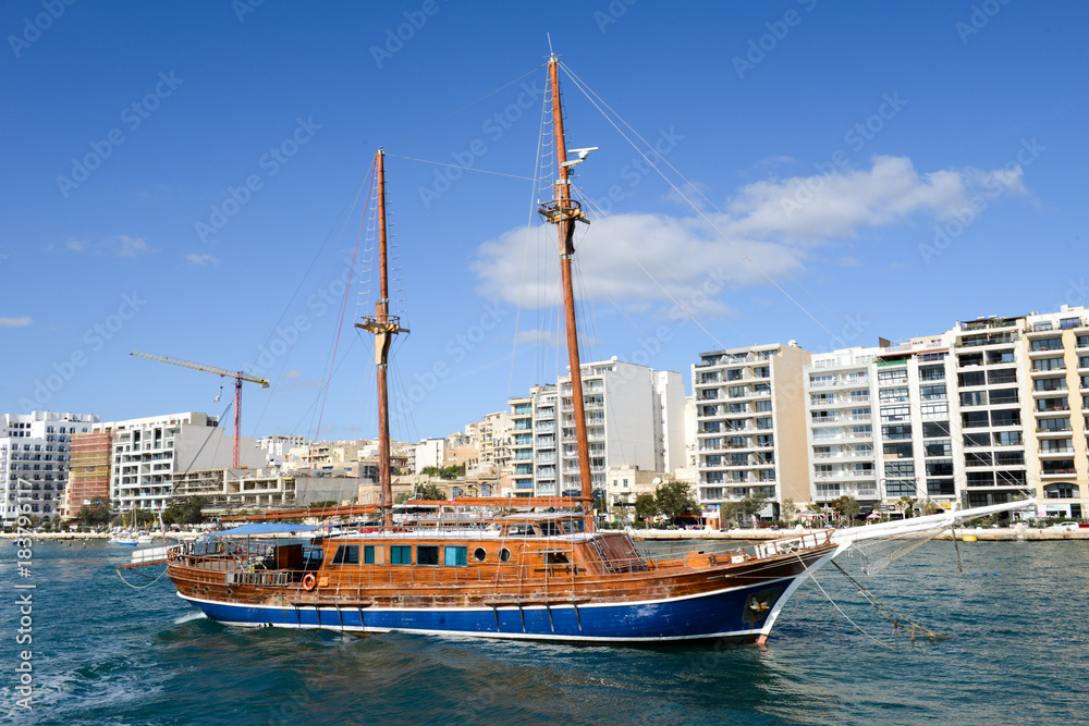 Modern residential buildings in Sliema on Malta