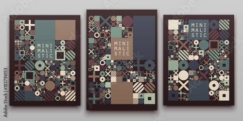 Vector minimal covers procedural design. Futuristic minimalistic layout. Conceptual generative background. Journal or book cover template. eps10.