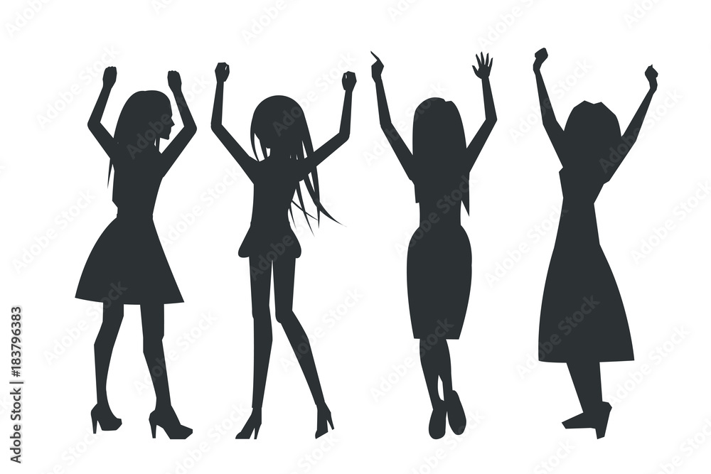 Smiling Dancing Women Icons Vector Illustration Smiling Dancing Women Icons Vector Illustration