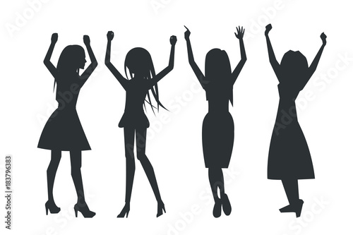 Smiling Dancing Women Icons Vector Illustration