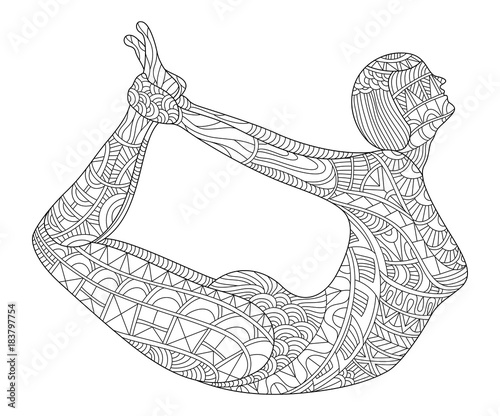 Graphic vector illustration of a woman doing Yoga in Bow Pose