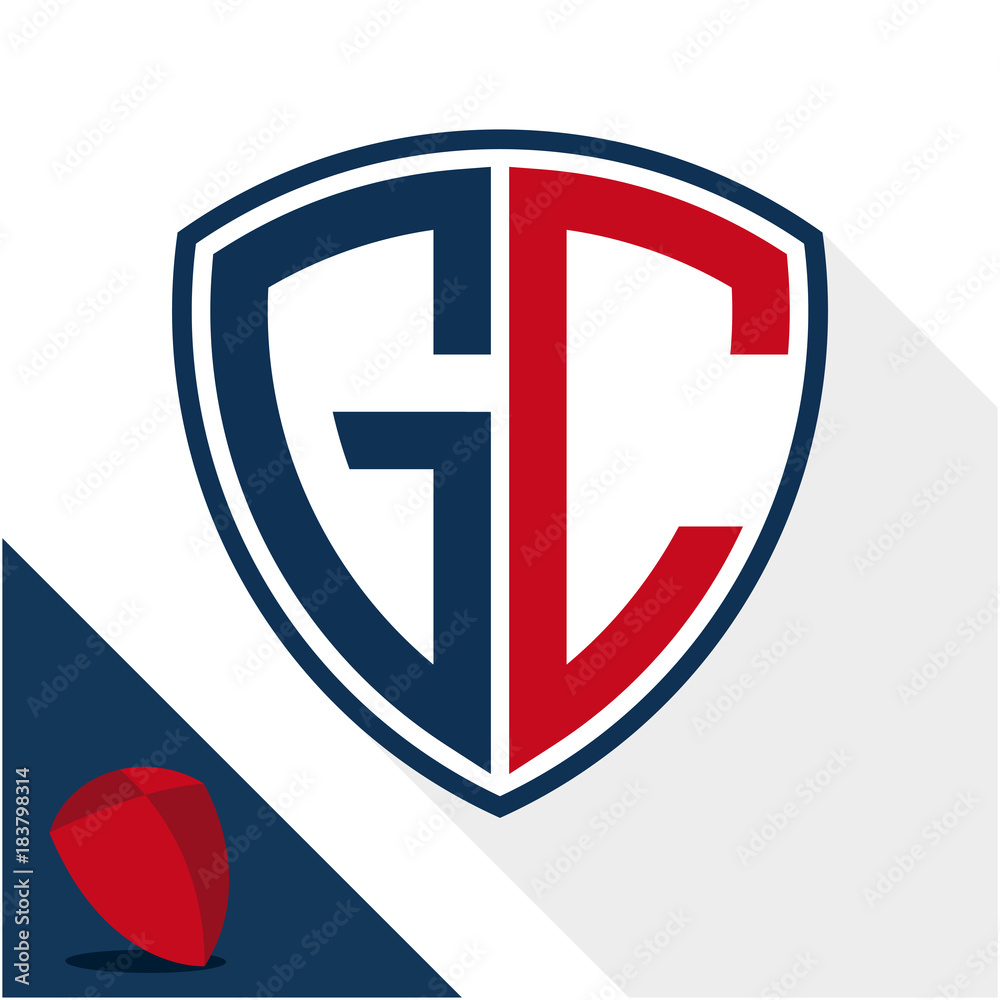 Icon logo / shield badge with a combination of G & C initials Icon logo / shield badge with a combination of G & C initials