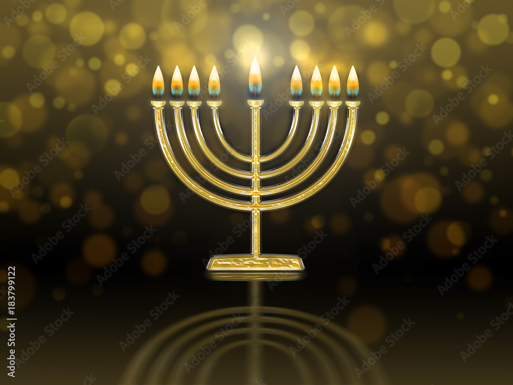 hanukkah menorah with burning candles
