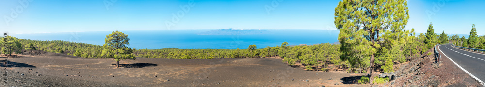 Panoramic view of mountain road