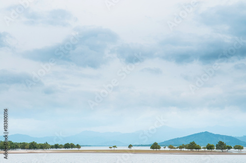 Mountain and mangrove forest andaman sea coast in Ranong, Thialand