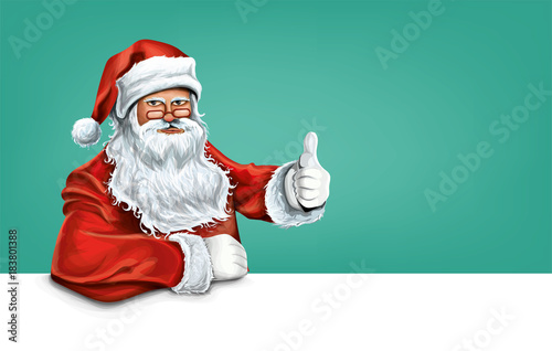 Santa Claus. New Year's character. Celebratory background.
