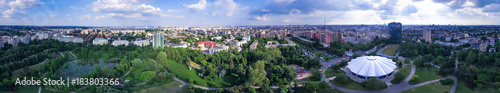 City scape with circus park aerial drone panorama