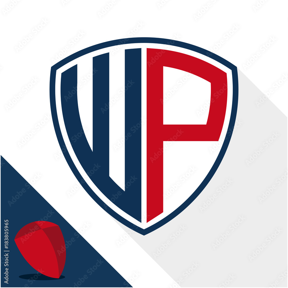 Obraz premium Icon logo / shield badge with combination of W & P initials