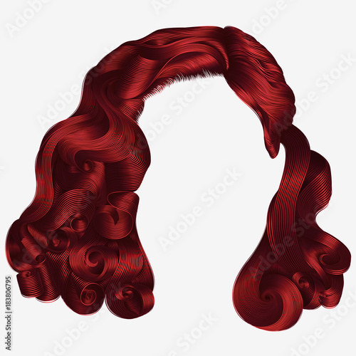 trendy woman short  hairs red  colors .fringe. fashion beauty retro style . realistic 3d .