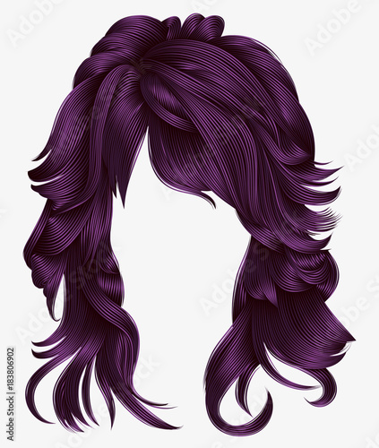 trendy woman long hairs purple colors .beauty fashion .  realistic 3d