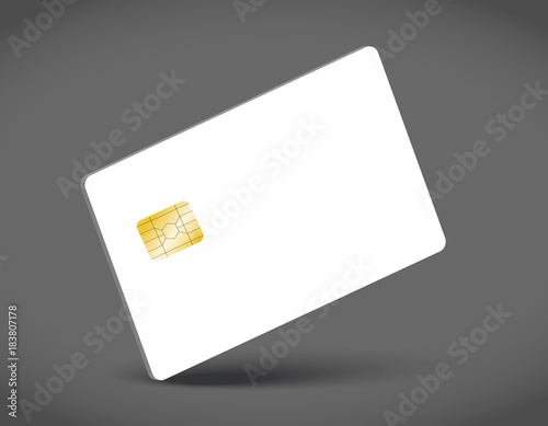 Banking chip credit card realistic mockup. Clear plastic card template.