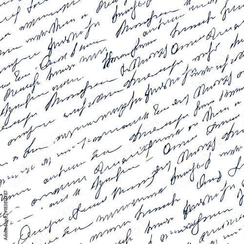 Seamless background pattern. Imitation of a Incline abstract vintage lettering on white surface. Unreadable text.