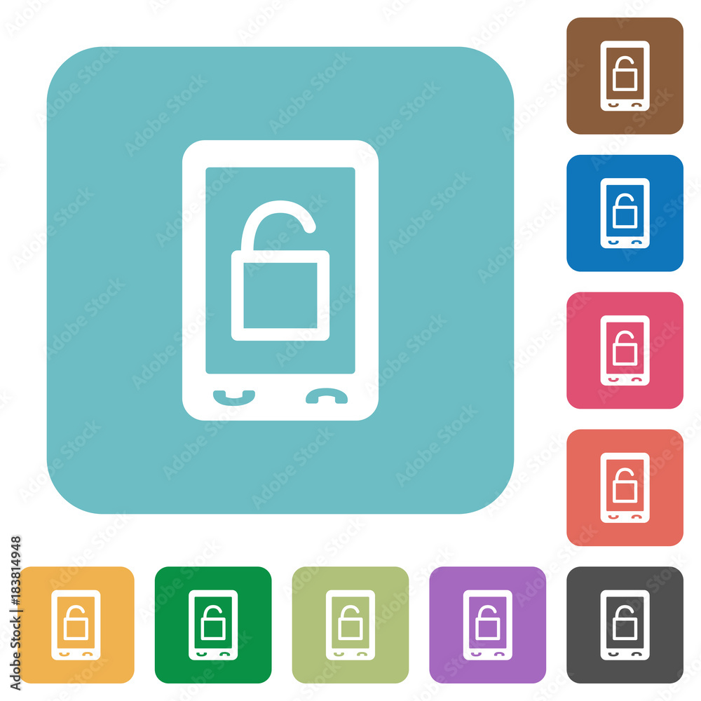 Smartphone unlock rounded square flat icons Smartphone unlock rounded square flat icons