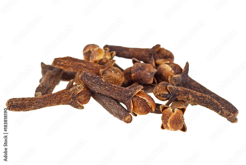 Dry cloves on a white background Dry cloves on a white background