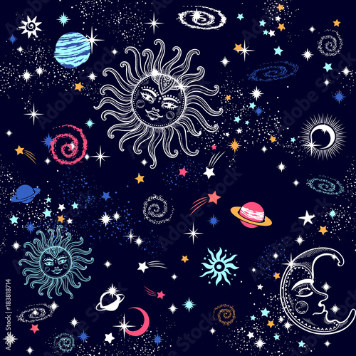 Fototapeta Naklejka Na Ścianę i Meble -  Bohemian Indian Mandala print. Vintage Henna tattoo style