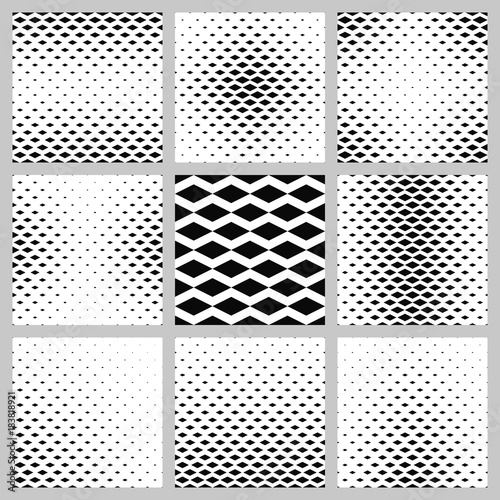 Black and white horizontal rhombus pattern background set © David Zydd