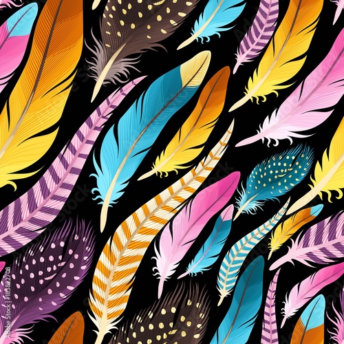 Decorative feathers seamless