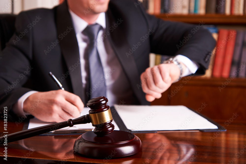 Lawyer or Judge working with agreement Lawyer or Judge working with agreement