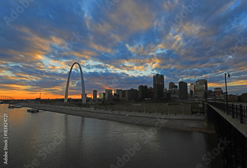 St. Louis  Missouri and the Gateway Arch from Eads Bridge.