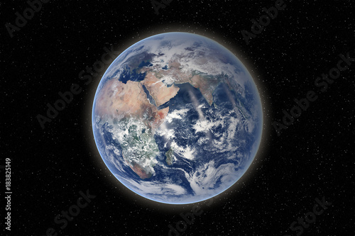 Planet Earth in the solar system. Elements of this image are furnished by NASA