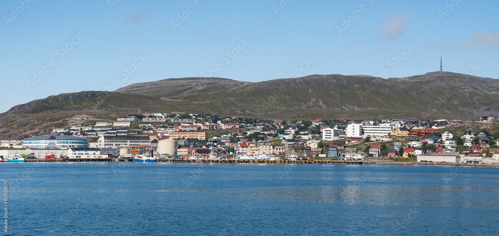 Panorama of Hammerfest on the coast of the Norwegian Sea