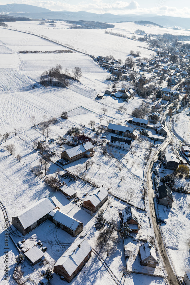 Obraz premium aerial view of the Slawniowice village