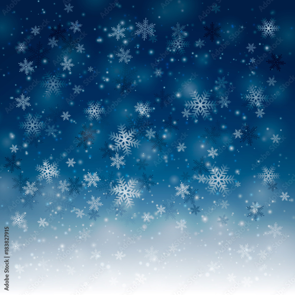 Blue winter background with snowflakes. Christmas vector illustration. Blue winter background with snowflakes. Christmas vector illustration.