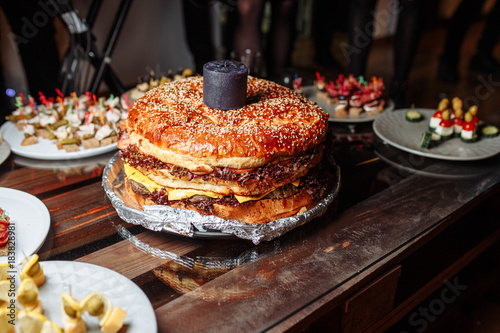 Big burger cake. Big cheeseburger . Big sandwich