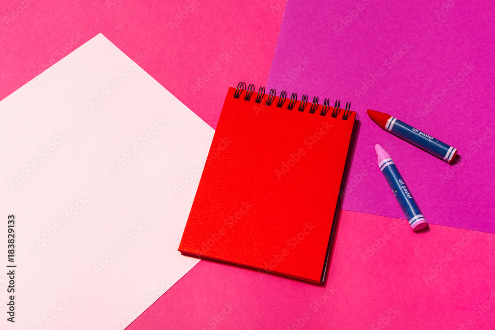 Notebook open page design on table Notebook open page design on table