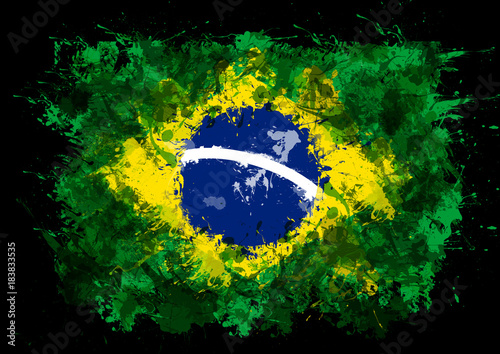 Bandeira brasil pintada fundo preto photo