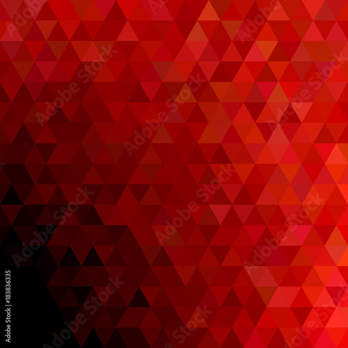 Geometrical abstract regular triangle background - trendy mosaic vector graphic design with red triangles on black background