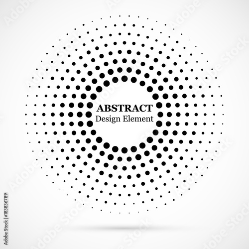 Halftone dotted background circularly distributed. Halftone effect vector pattern. Circle dots isolated on the white background. photo