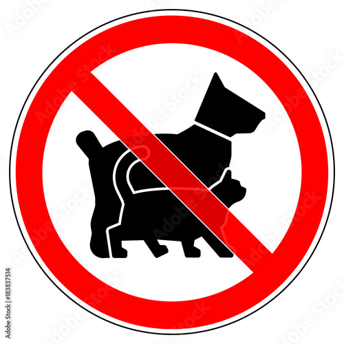 srr293 SignRoundRed - german - Verbotszeichen: Tiere verboten - Hunde / Katzen - english - no animals - no pets - dogs / cats - xxl g5698