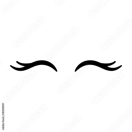 Vector eyelashes. Closed eyes. Vector icon.