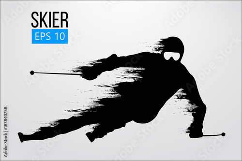 Silhouette of skier isolated. Vector illustration